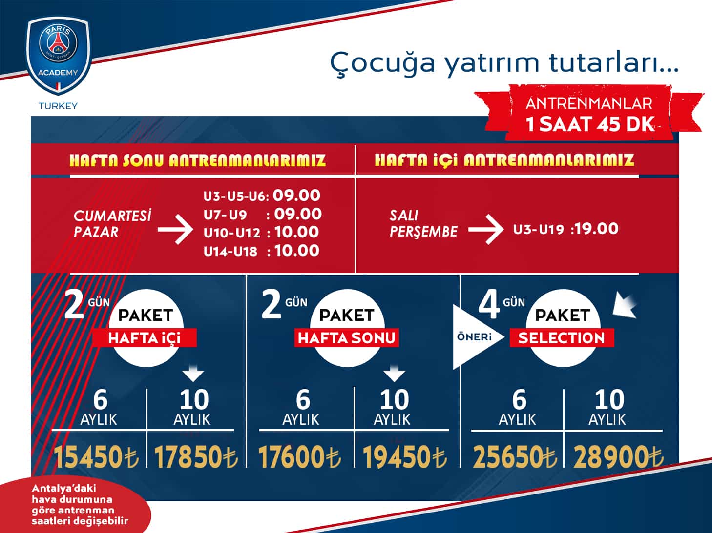 PSG Academy Antalya Fiyatları