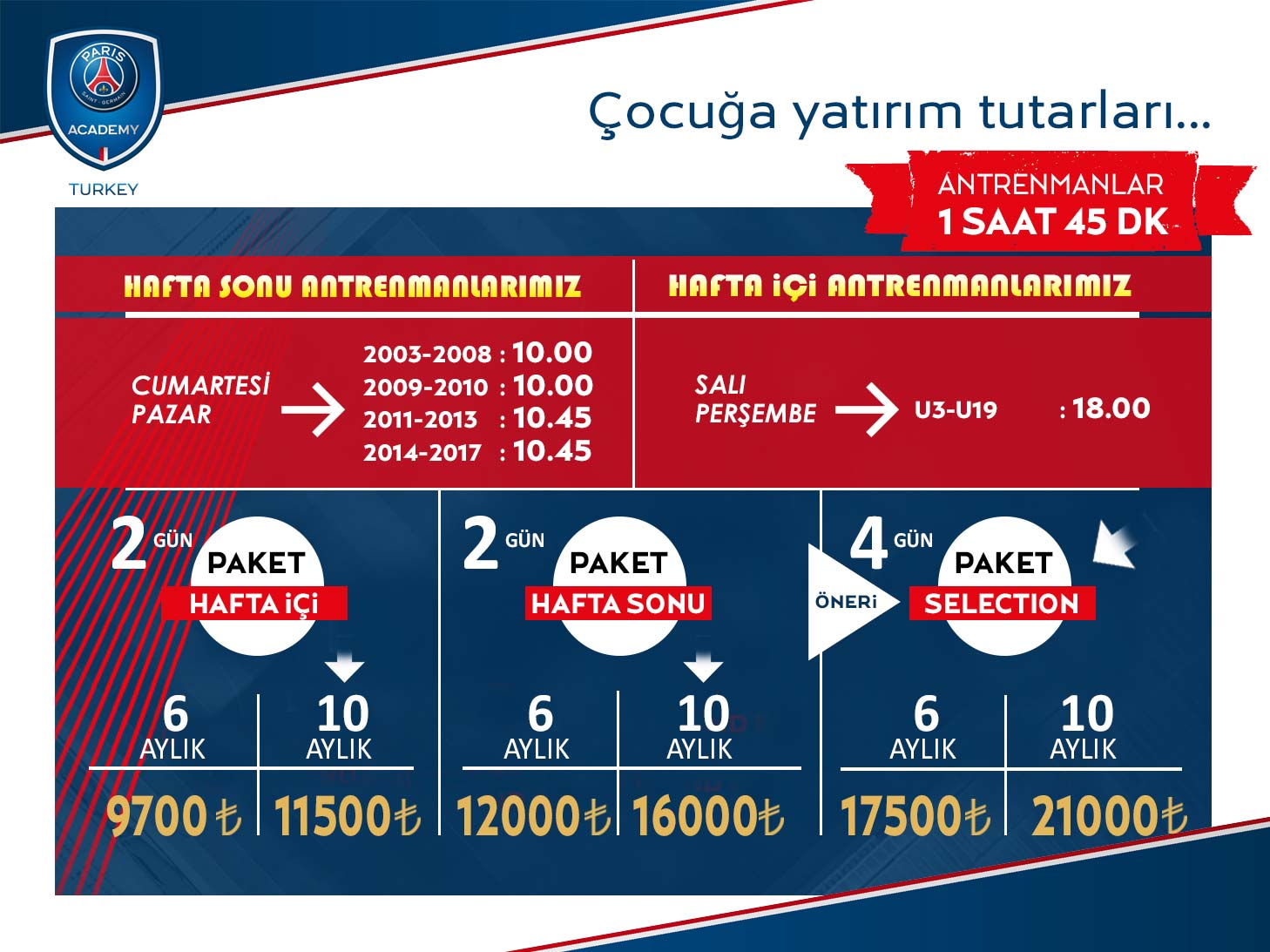 PSG Academy Trabzon Fiyatlar